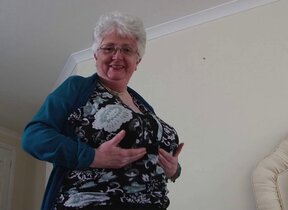Big breasted British granny carrying-on with