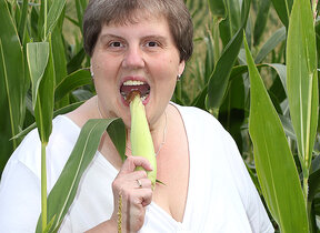 This big old woman loves to play here a cornfield